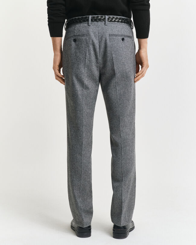 Pantalones de traje Slim Fit de franela con diseño de espiga