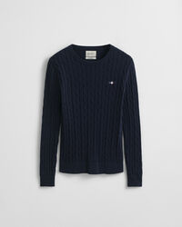 Jersey de cuello redondo y punto de ochos en algodón elástico