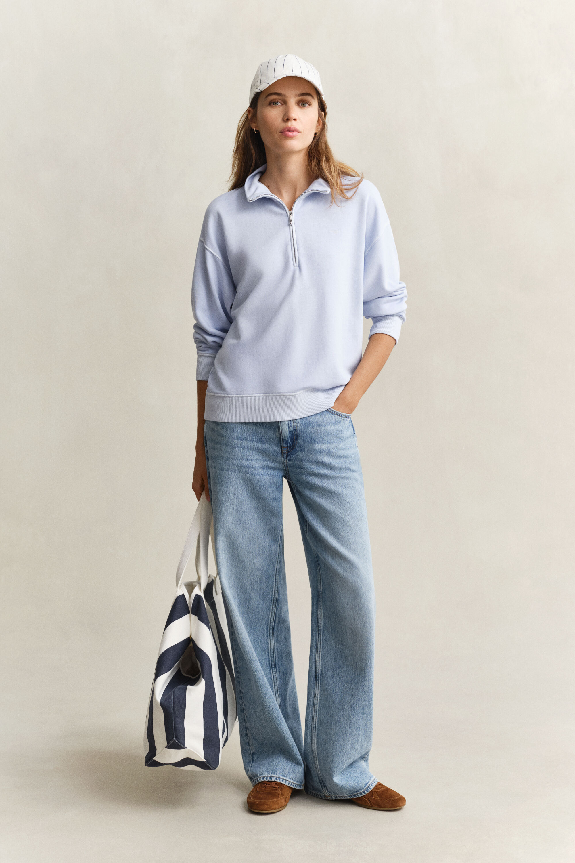 Sudadera lavada Shield con media cremallera