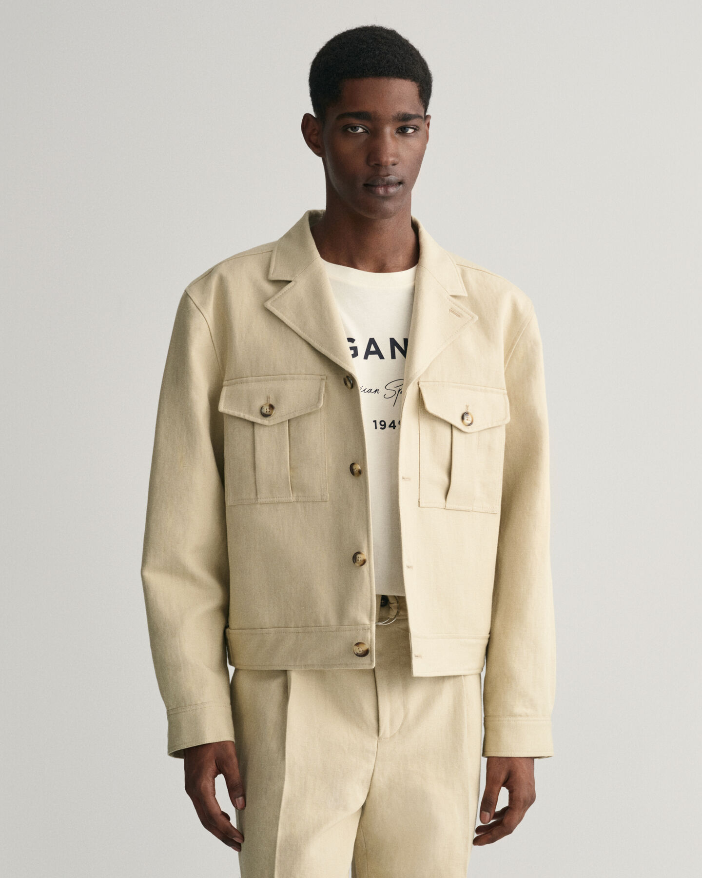 Americana de traje Relaxed Fit de algod&oacute;n y lino