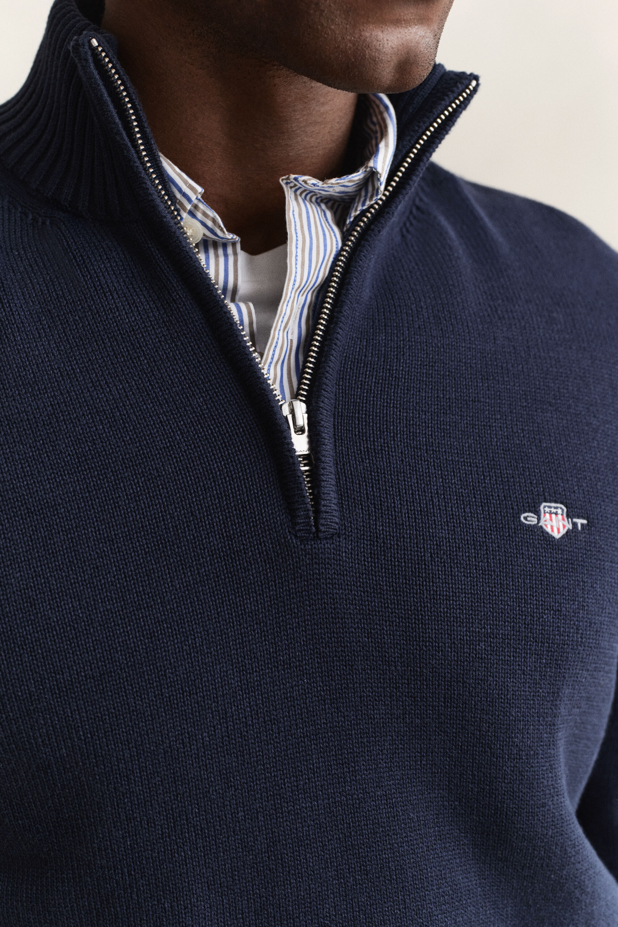 Jersey de algodón con media cremallera Casual