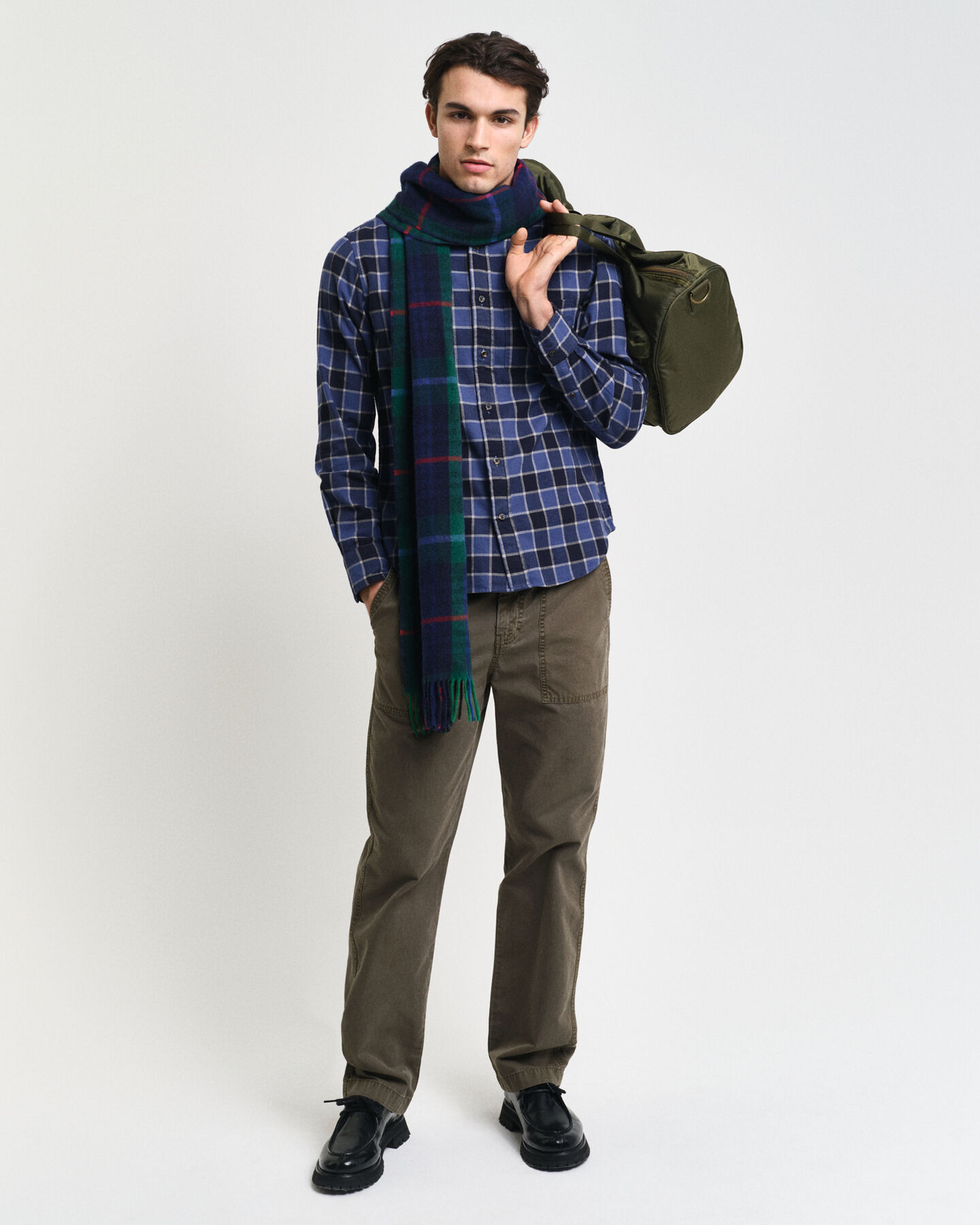 Camisa Regular Fit a cuadros con diseño de espiga