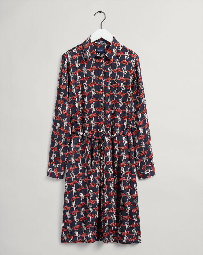 Vestido camisero Pure Prep con estampado Knot