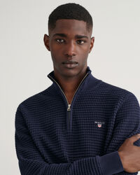 Jersey de algodón Texture con media cremallera