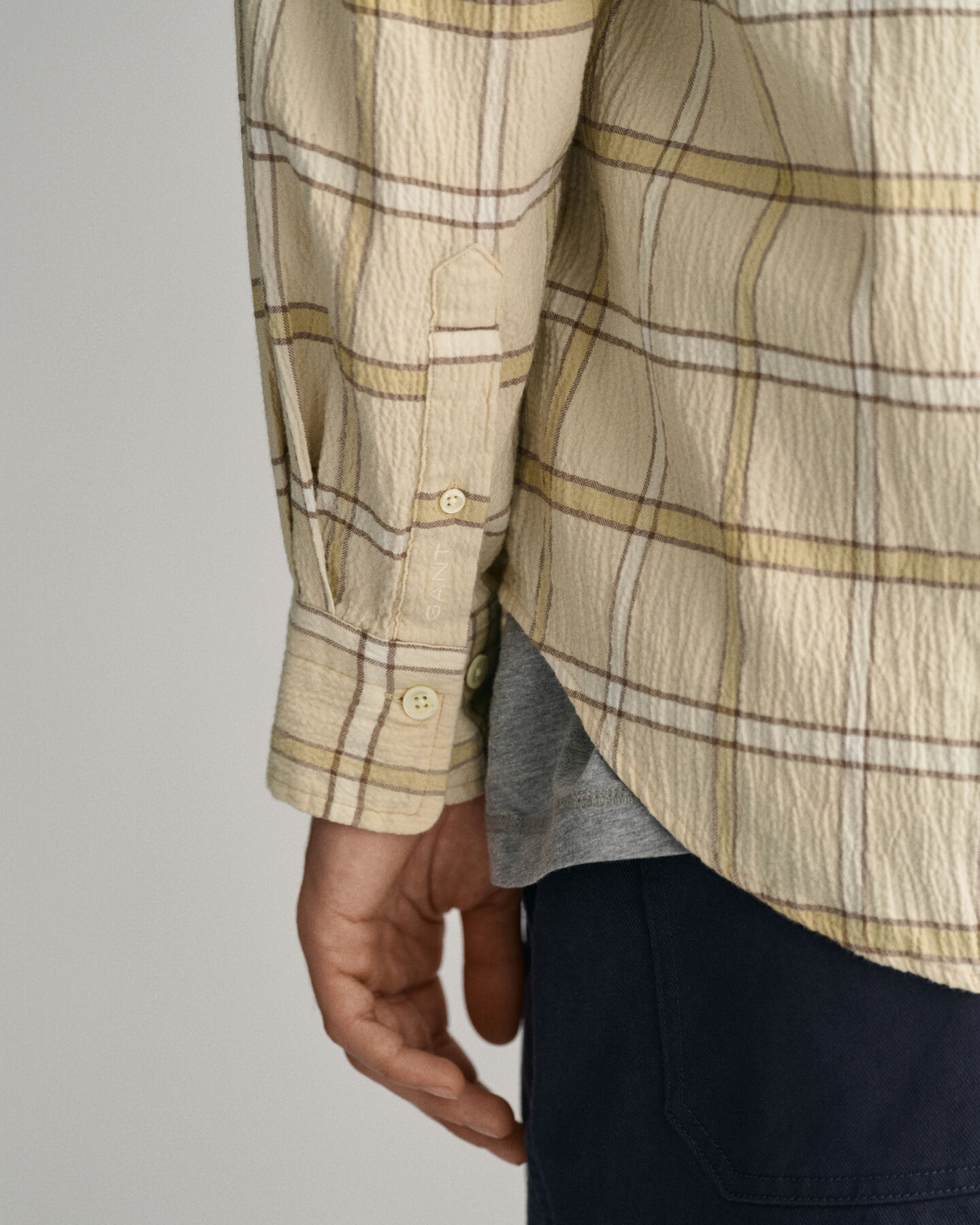 Camisa extragrande de cuadros con textura