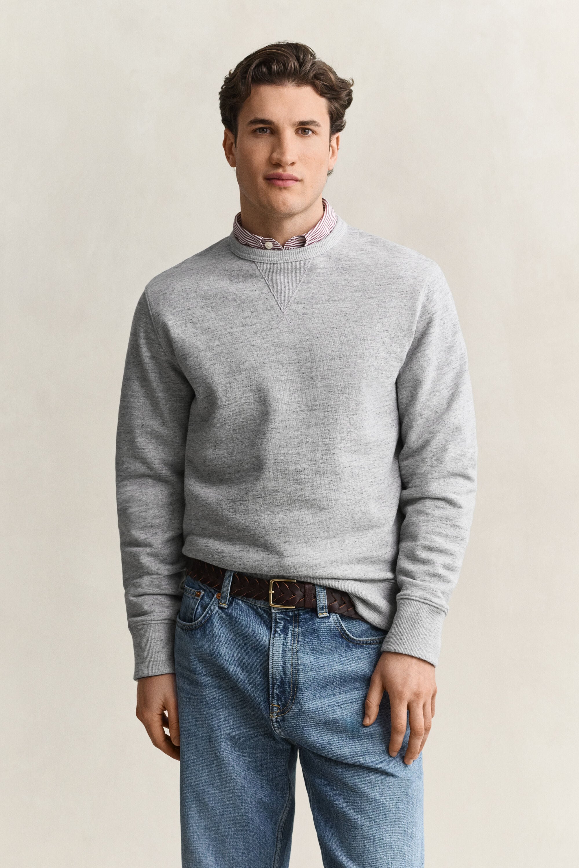 Sudadera jaspeada con cuello redondo