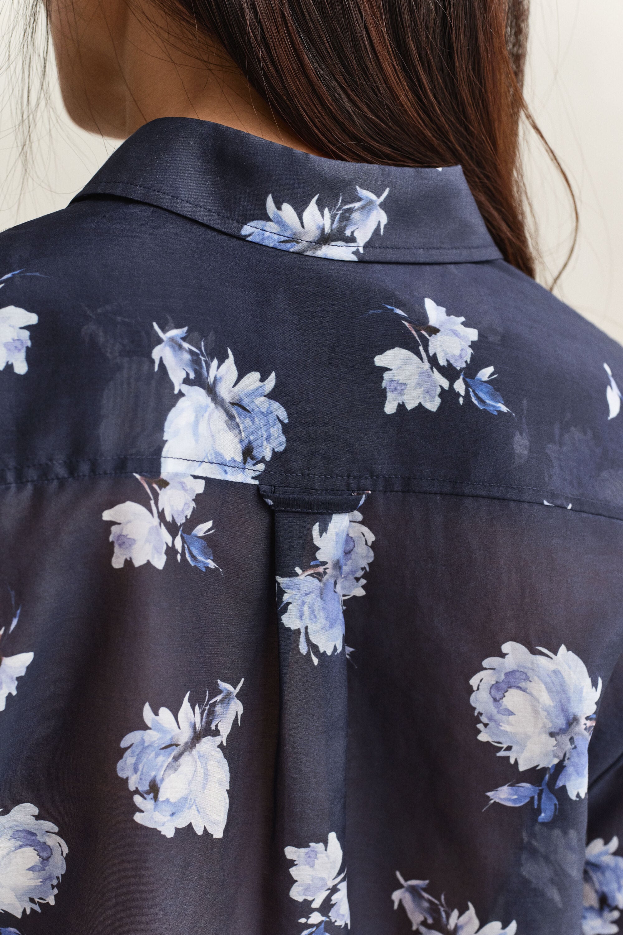 Camisa de seda y algodón con estampado floral