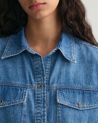 Vestido camisero vaquero de manga corta