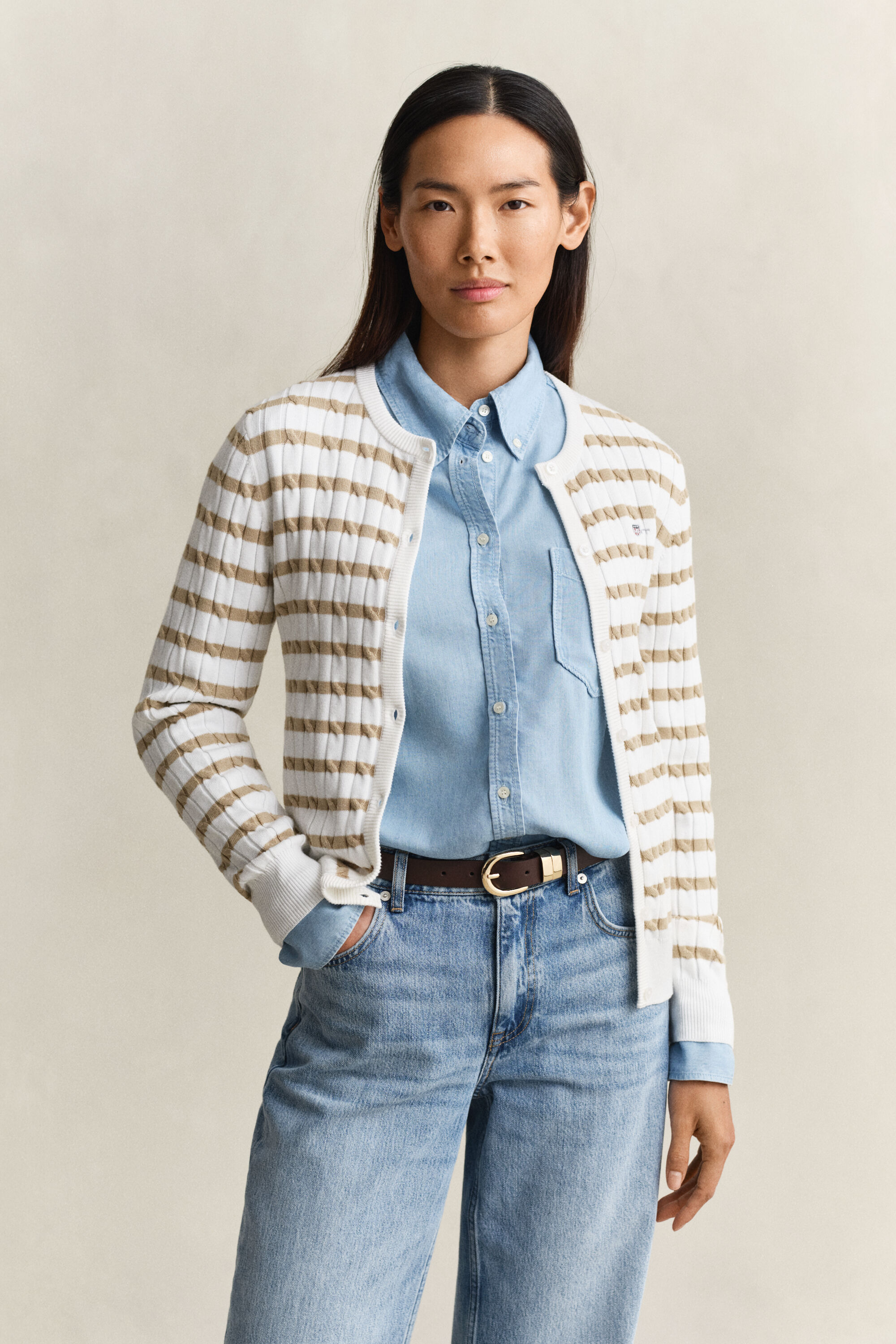 Cárdigan de punto de ochos a rayas