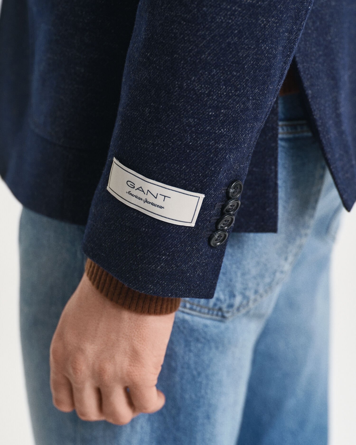 Americana de punto de algodón y lana en dos tonos