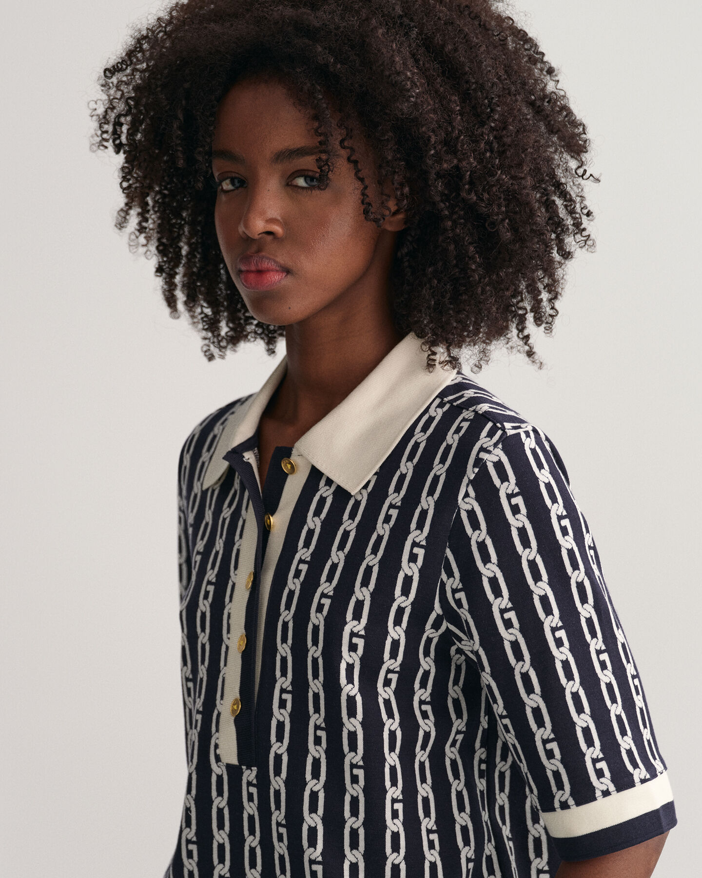 Polo de media manga Chain Jacquard