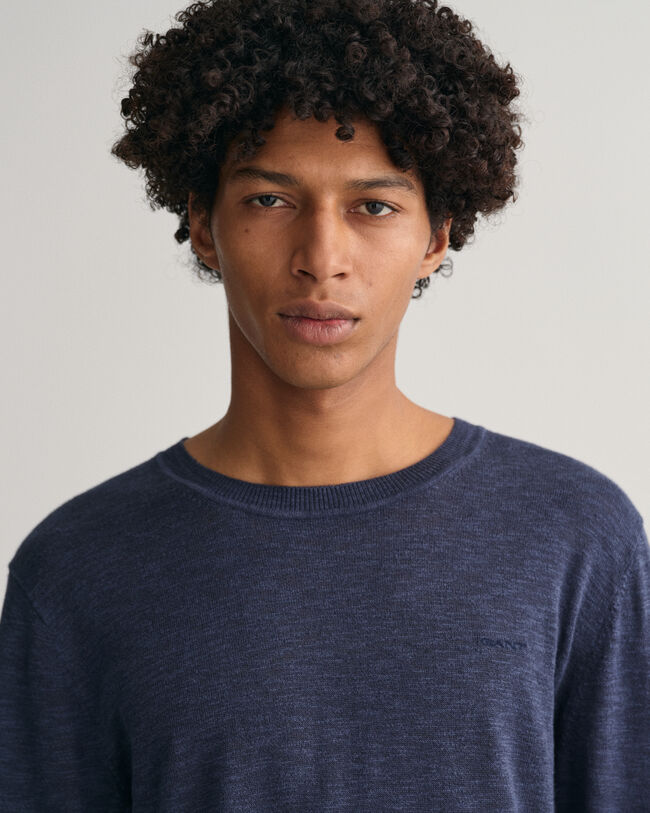 Jersey de cuello redondo de algod&oacute;n y lino