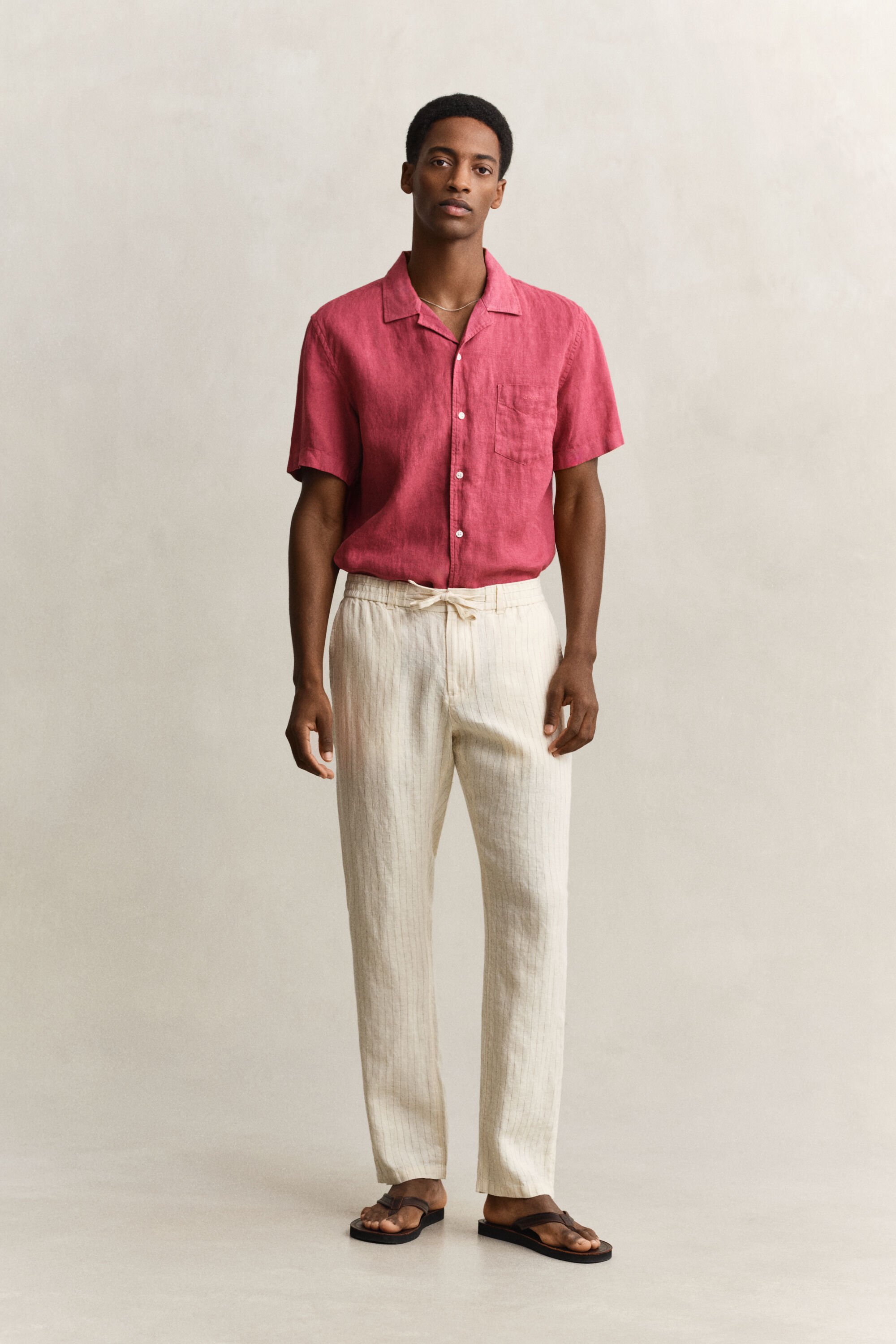 Pantalones de lino de rayas