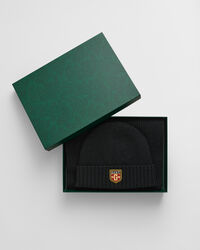 Set de regalo de gorro y bufanda de lana con insignia