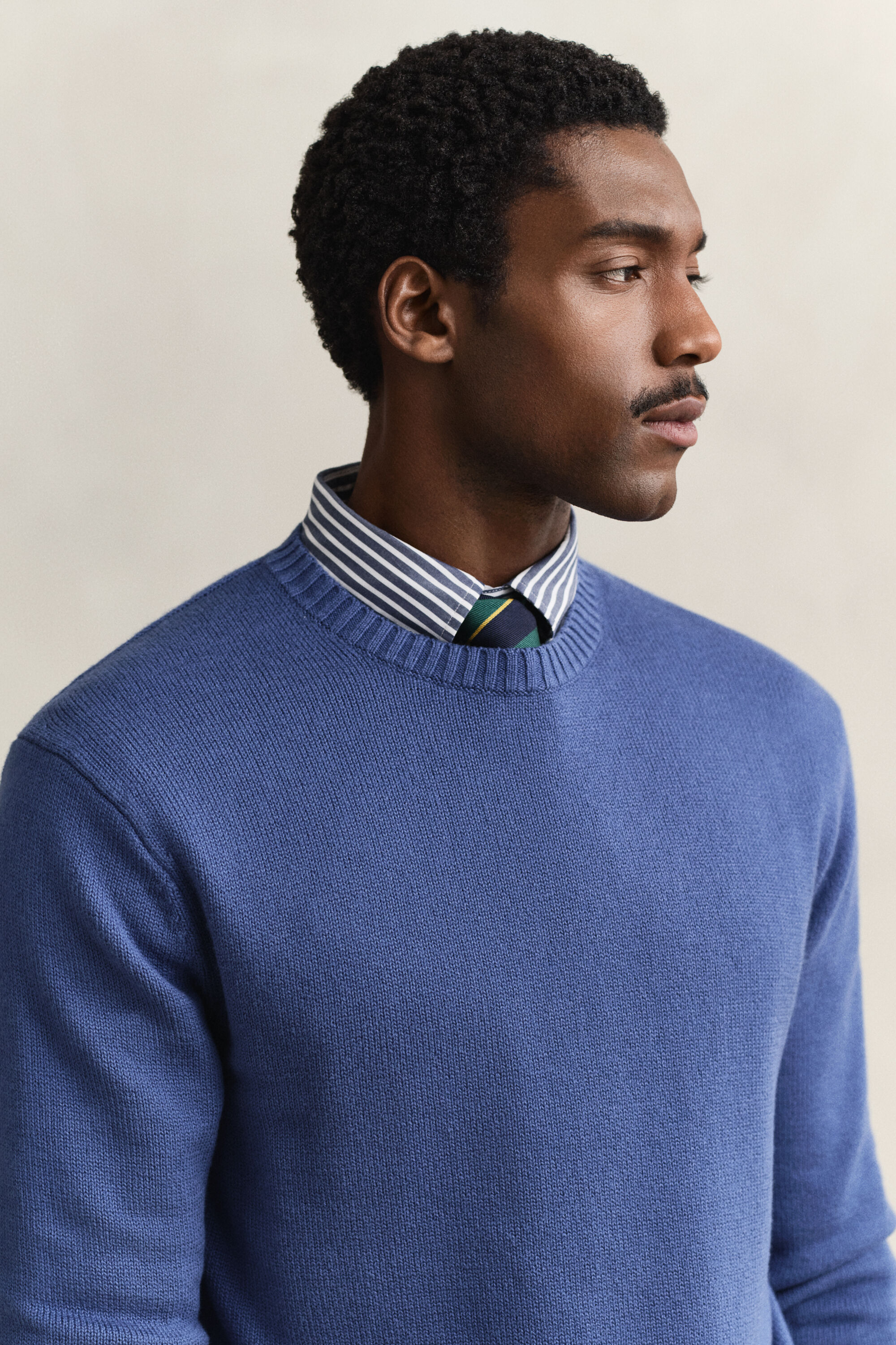 Jersey de cuello redondo en mezcla de algodón