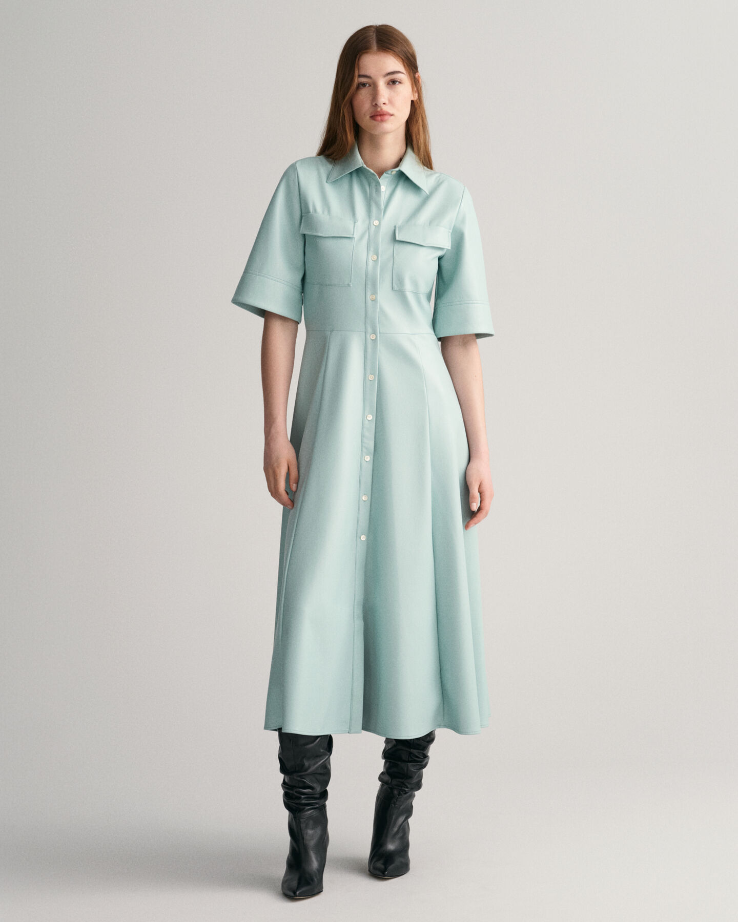 Vestido camisero de piel sintética