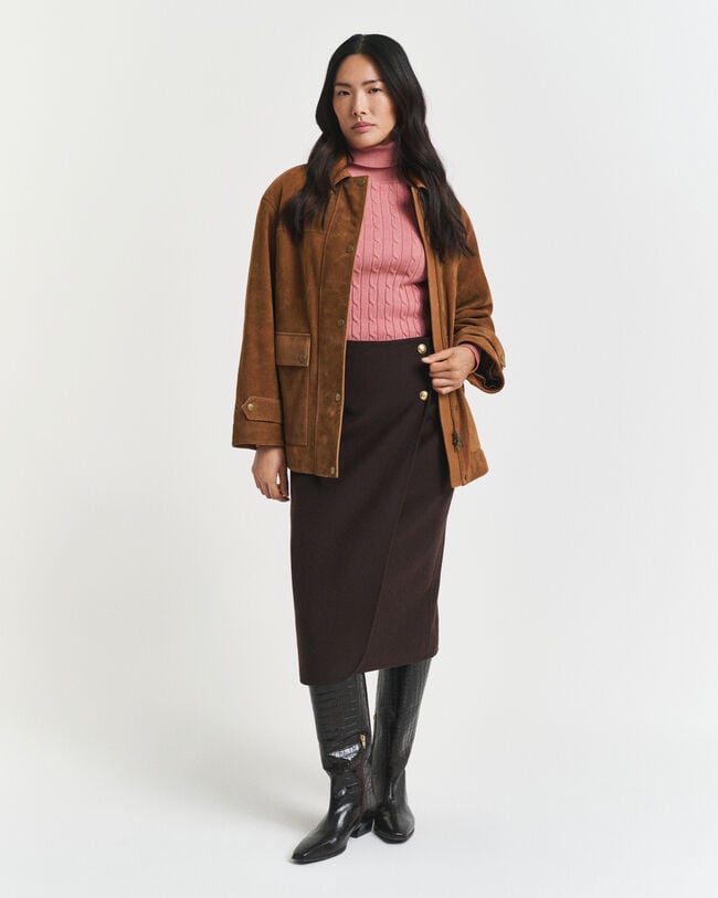 Jersey de punto de ochos en algodón elástico con cuello de cisne