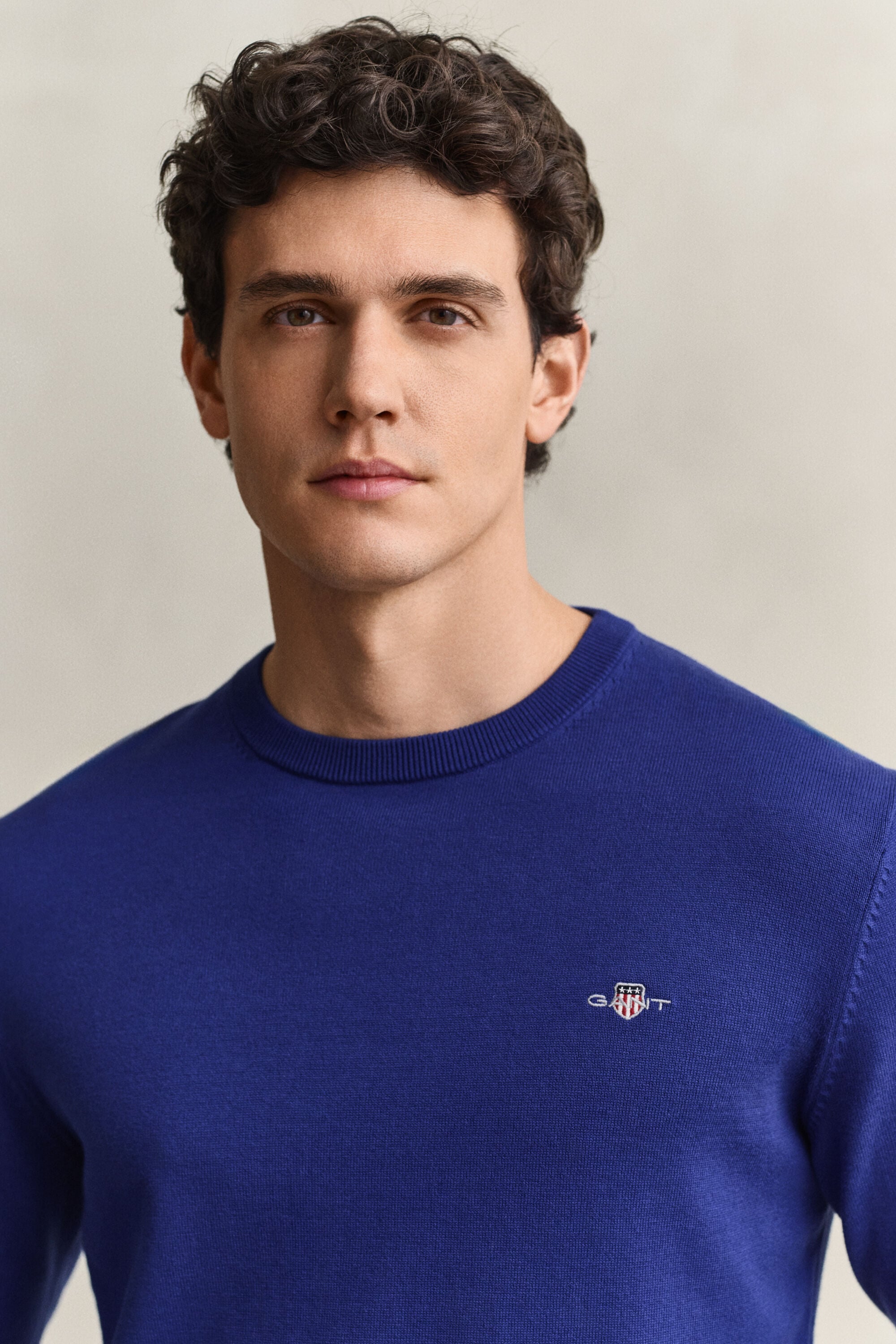 Jersey clásico de algodón con cuello redondo