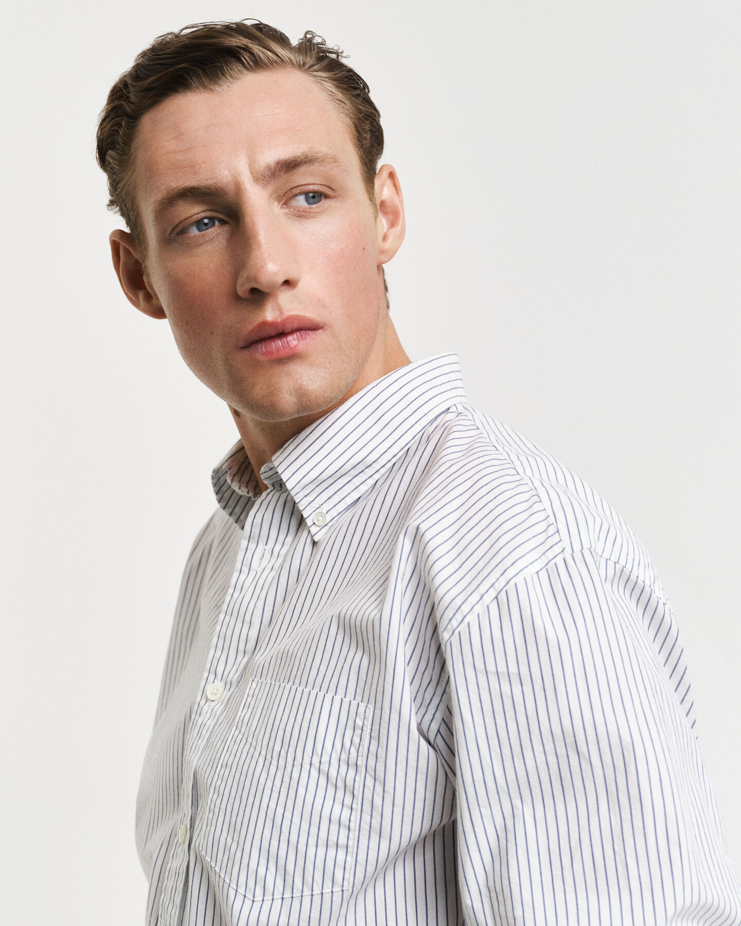 Camisa Relaxed Fit Heritage Poplin a rayas