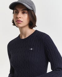 Vestido de cuello redondo en punto de ochos de algodón elástico