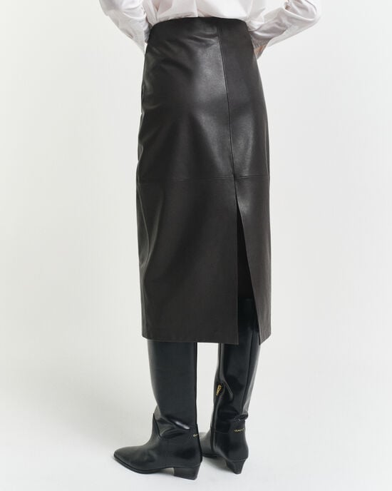 Falda de tubo midi en piel