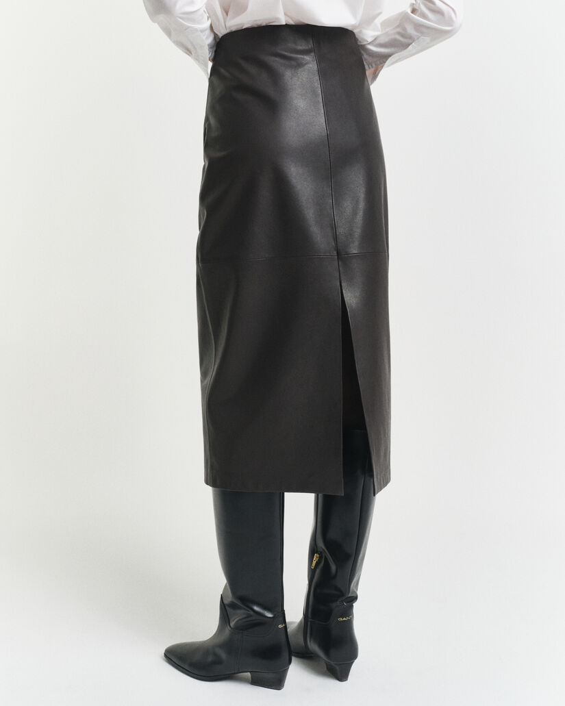 Falda de tubo midi en piel