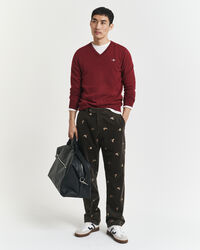 Jersey clásico de algodón con cuello de pico