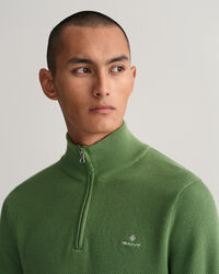 Jersey de piqu&eacute; de algod&oacute;n con media cremallera