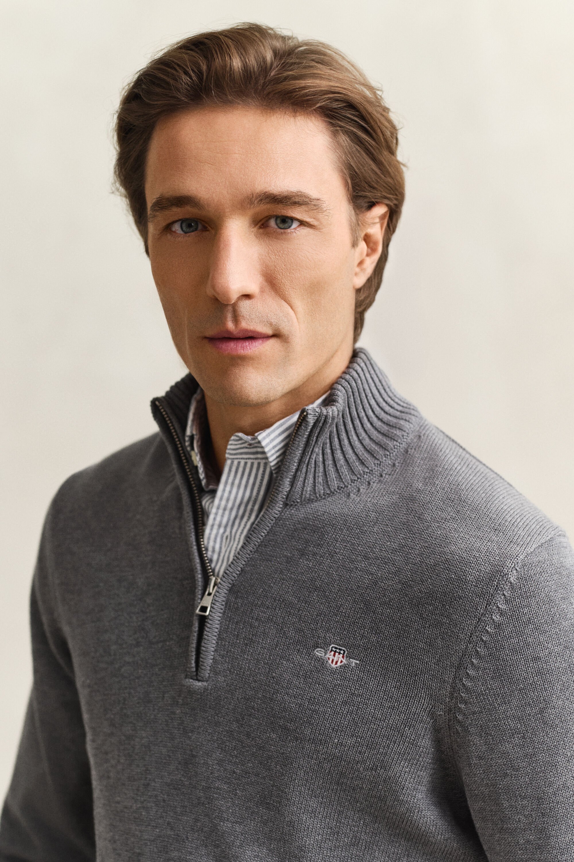 Jersey de algodón con media cremallera Casual