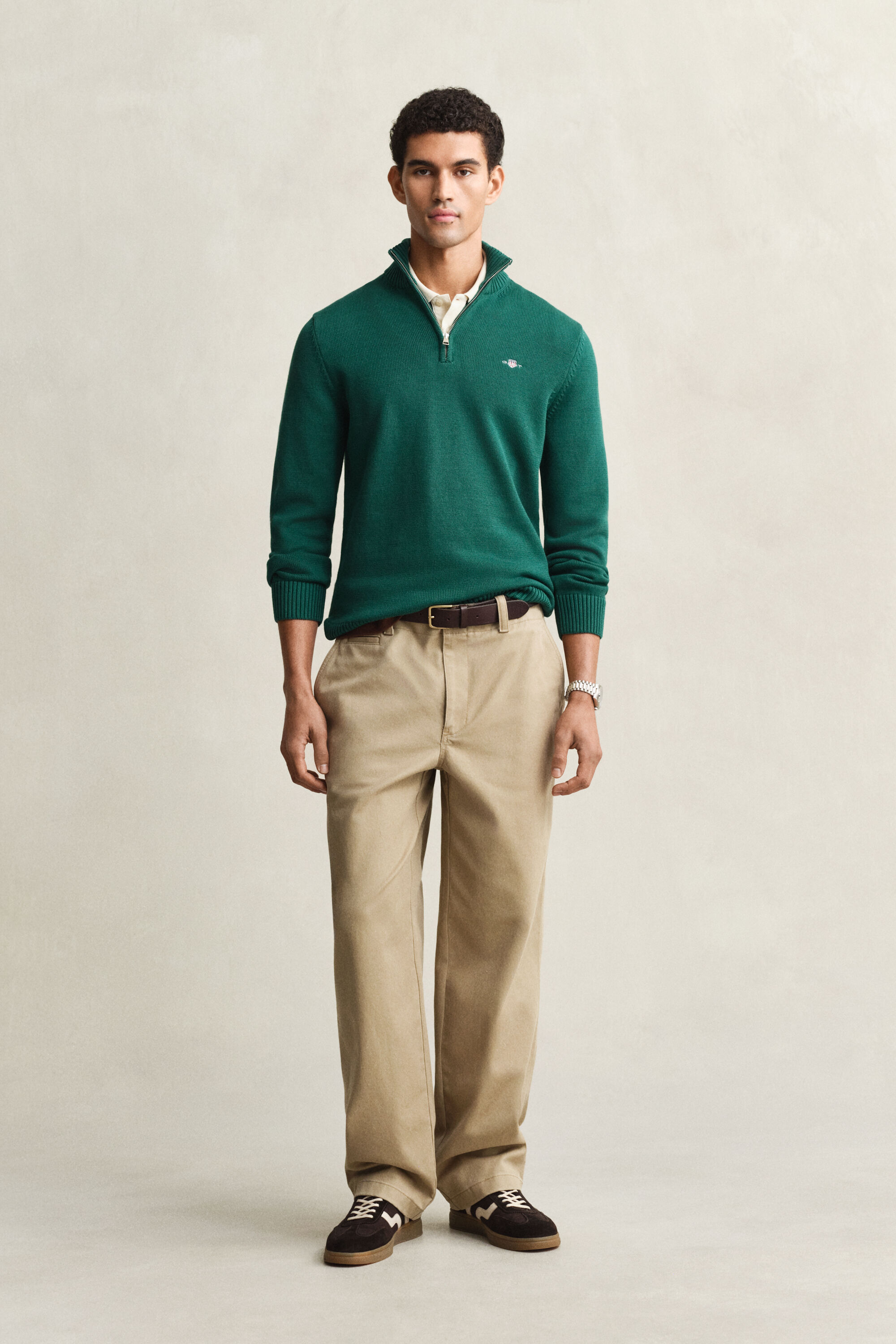 Jersey de algodón con media cremallera Casual