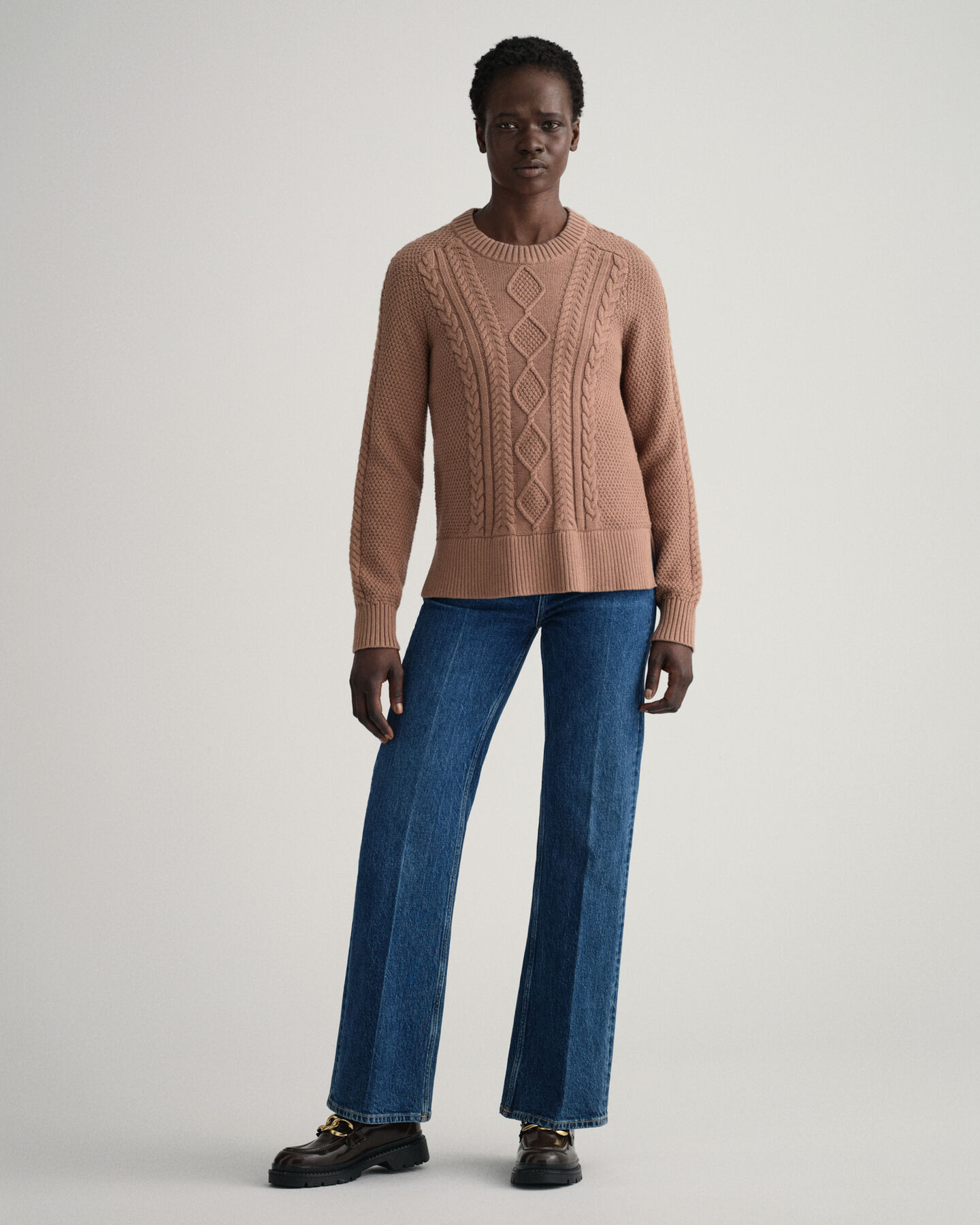 Jersey de cuello redondo con punto de ochos