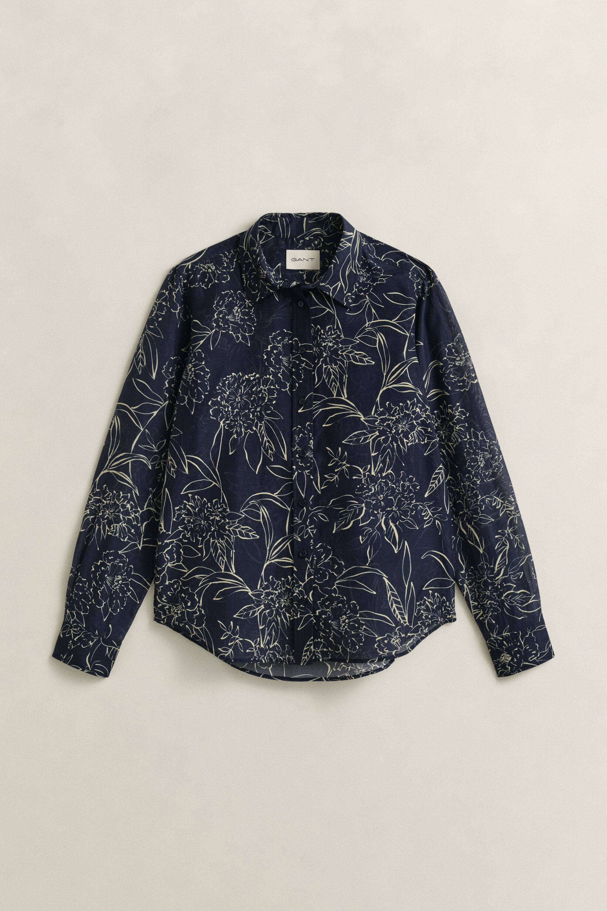 Camisa Regular Fit de seda y algodón con estampado de flores