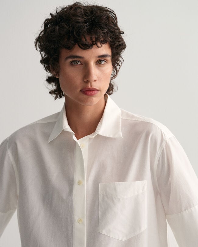 Camisa Relaxed Fit de manga corta en algod&oacute;n y seda