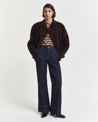 Polo de piqué de manga larga con raya bretona