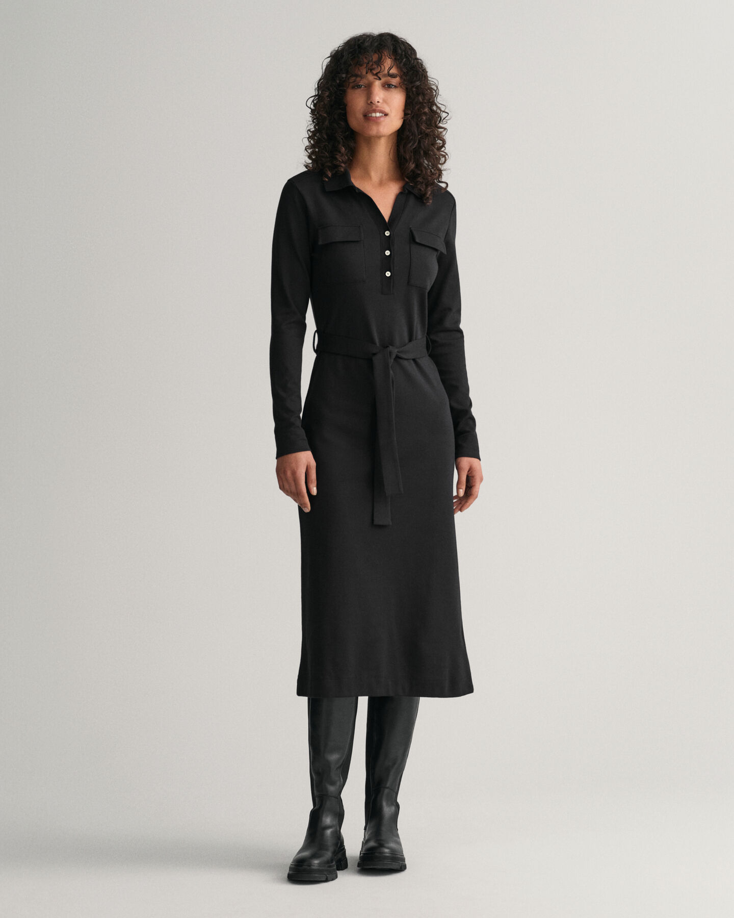 Vestido tipo polo de punto Slim Fit