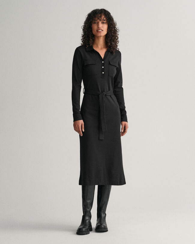 Vestido tipo polo de punto Slim Fit