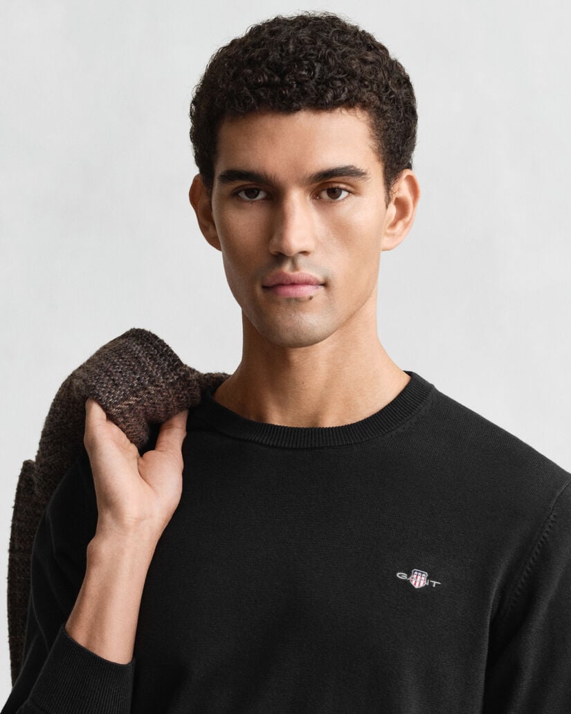 Jersey clásico de algodón con cuello redondo