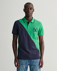 Polo de piqu&eacute; con bloques en diagonal Sail Graphic