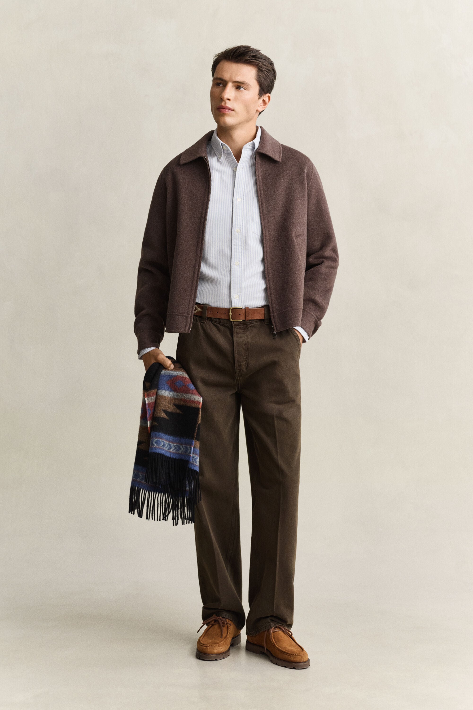 Camisa Oxford perchada de rayas