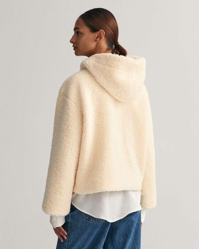 Sudadera polar con capucha y textura de borreguito