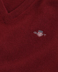 Jersey de cuello de pico en lana de oveja muy fina