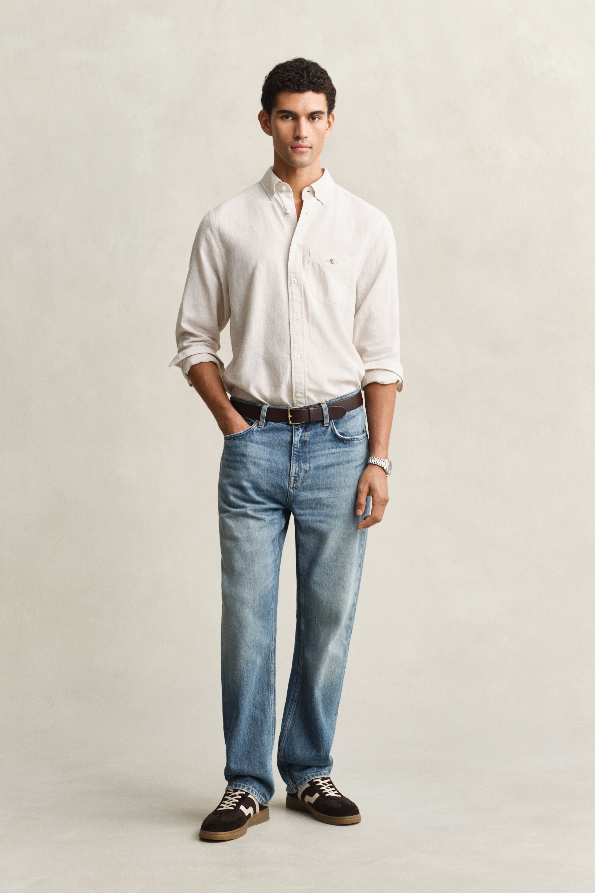 Camisa de mezcla de lino