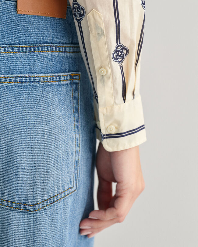 Camisa Regular Fit de gasa de algod&oacute;n a rayas Monogram