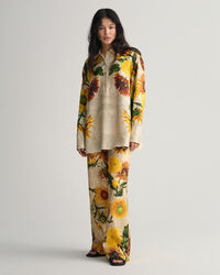 Blusa de seda Popover con estampado de girasoles