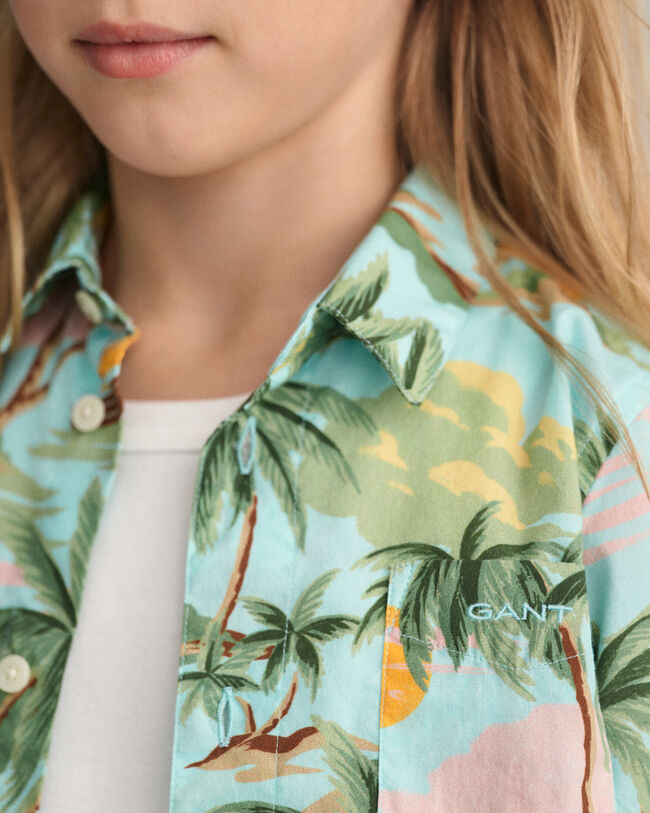 Camisa de manga corta de algod&oacute;n Palm Print Kids