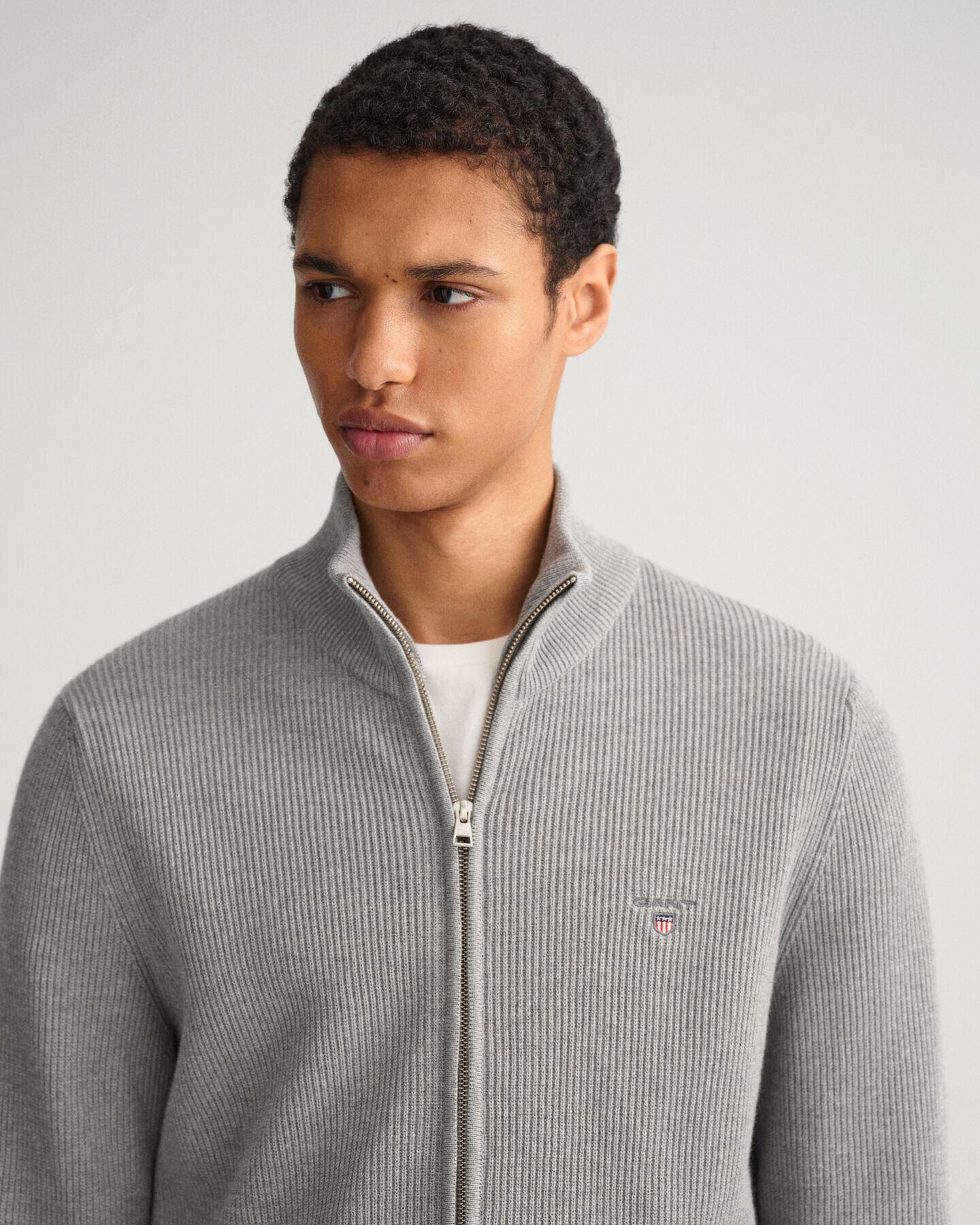 Jersey acanalado con cremallera completa Texture