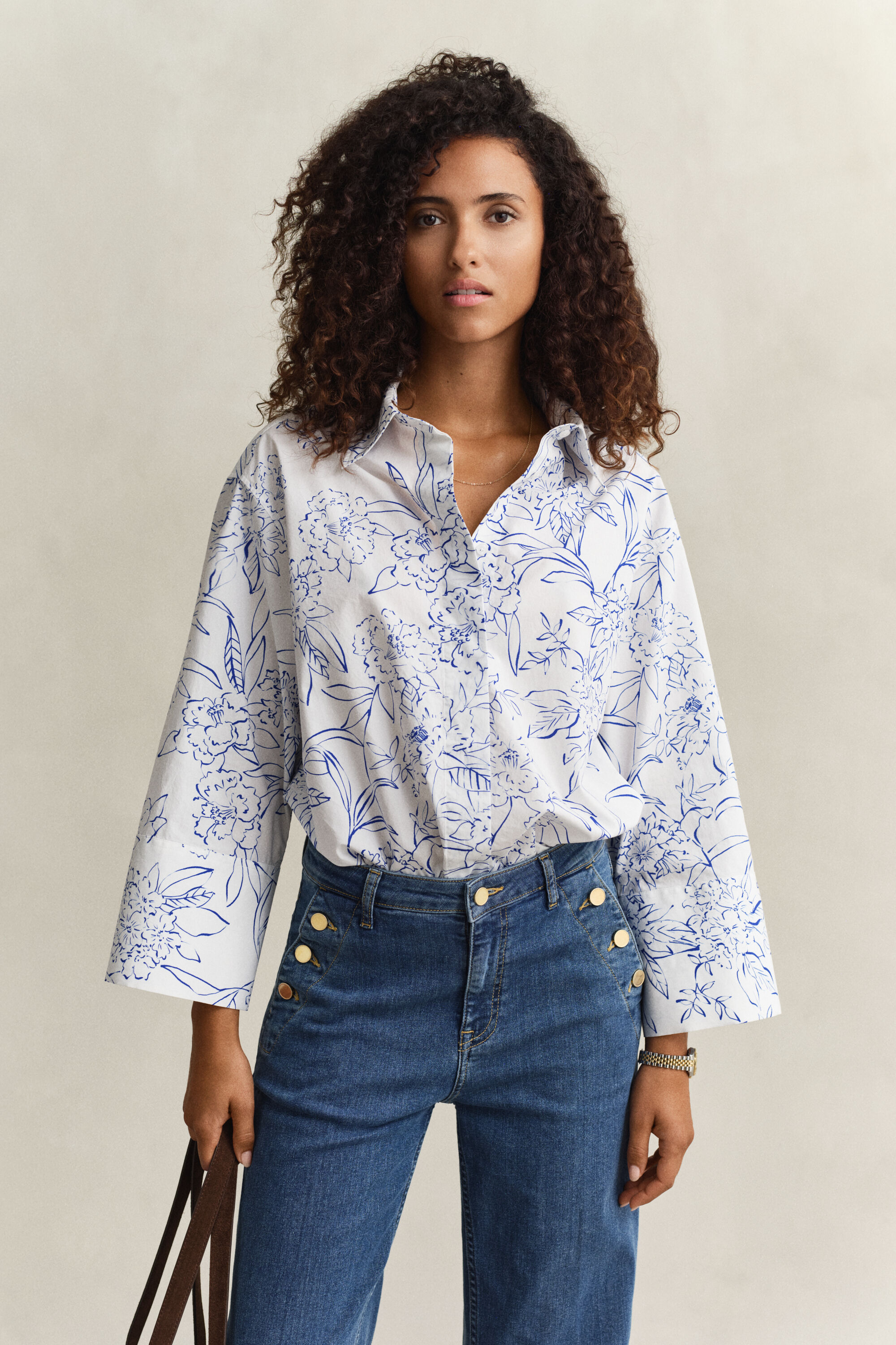 Camisa de popelina floral