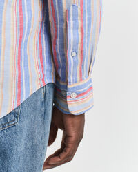 Camisa Regular Fit de lino con rayas multicolor