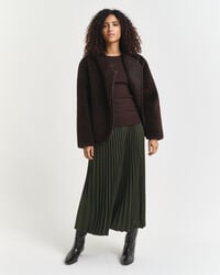 Jersey de cuello redondo y punto de ochos en algodón elástico