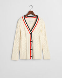 C&aacute;rdigan de punto de ochos en contraste